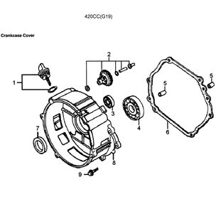 Crankcase Cover Diagram and Parts List for 5943-5  Generac Generator