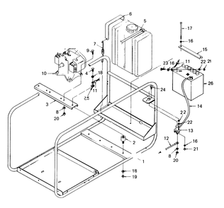 Mounting Base Diagram and Parts List for 8363-0  Generac Welder