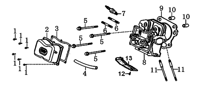 Cylinder Head Diagram and Parts List for 0060391 (6378237A - 7282253A)(2012) Generac Generator