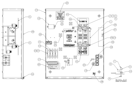 Transfer Switch Assembly Diagram and Parts List for 0044741 (3580728 - 3694588)(2014) Generac Generator