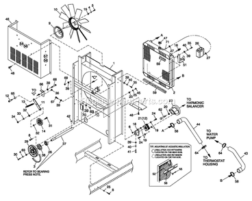 Cooling Package 3.0l G14 Diagram and Parts List for QT06030KNAN (4939531)(2008) Generac Generator