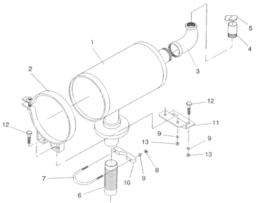 Muffler Diagram and Parts List for 0009891 (3141056 - 3204699)(2014) Generac Generator