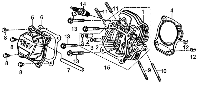 Cylinder Head 1 Diagram and Parts List for 0059911 (7363389 - 7363816)(2012) Generac Generator