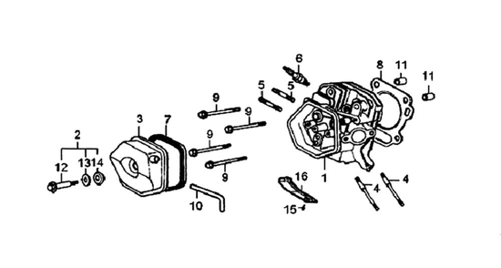 Cylinder Head Diagram and Parts List for 005940-0  Generac Generator