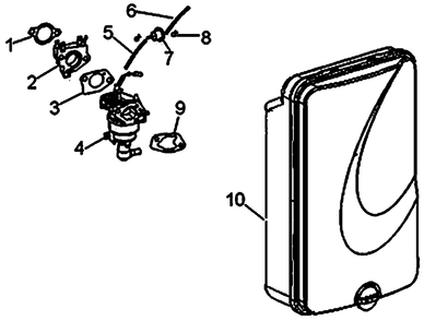 Carburetor And Air Cleaner 2 Diagram and Parts List for 0064260 (7654562A - 7654563A)(2012) Generac Generator