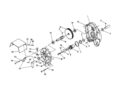 Gear Box Diagram and Parts List for 9738-0  Generac Generator
