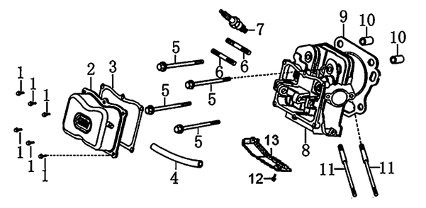 Cylinder Head Diagram and Parts List for 0059763 (9429553A)(2015) Generac Generator