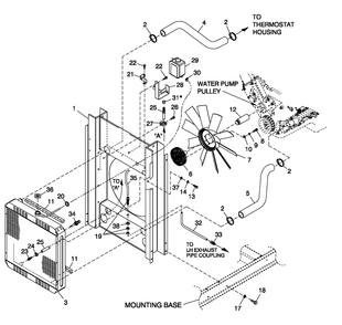 Cooling System 5.4l/6.8l O/S C3 Diagram and Parts List for QT04554AVSNA (4413178 - 4808303)(2007) Generac Generator