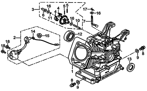 Crankcase / Gear Assembly / Governor Diagram and Parts List for 0059911 (7363389 - 7363816)(2012) Generac Generator
