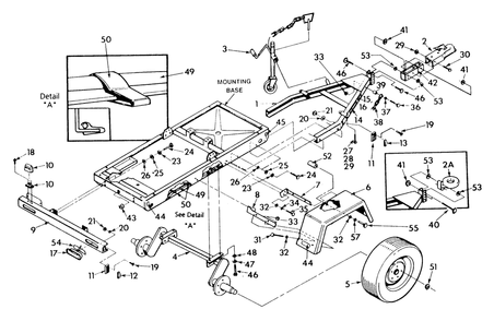 Trailer Diagram and Parts List for 9576-1  Generac Generator