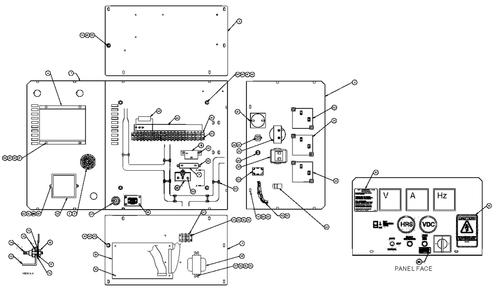 Control Panel 4.3l Diagram and Parts List for 0043736 (3704503)(2003) Generac Generator