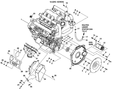 Engine Common Parts 3.0l G3 L/H Side Diagram and Parts List for BT06030ANSN (3808V29819 - 4308V30688)(2008) Generac Generator