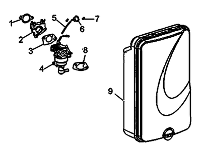 Air Cleaner And Carburetor 2 Diagram and Parts List for 0069310 (9999124 - 10041326)(2015) Generac Generator