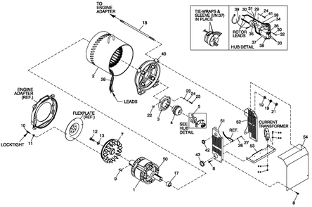 Cpl Alternator Brushless 70kw 4-Pole Diagram and Parts List for QT07068ANAN (4176410)(2005) Generac Generator