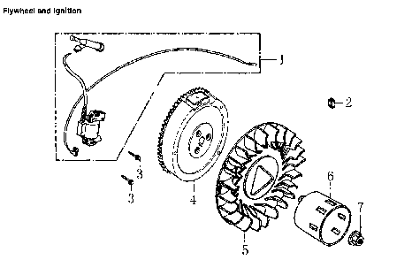 Flywheel & ignition Diagram and Parts List for 006673-0  Generac Generator