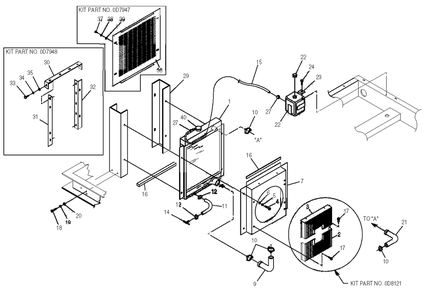 4.3l Radiator Diagram and Parts List for 0047481 (3768061 - 3813080)(2003) Generac Generator