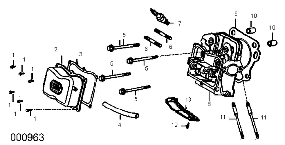Cylinder Head Assembly Diagram and Parts List for 0069310 (9999124 - 10041326)(2015) Generac Generator
