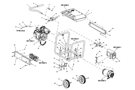 Main Assembly Diagram and Parts List for 005939-0  Generac Generator