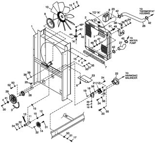 4.6l G3 Cooling Sytem And Fan Drive Diagram and Parts List for BT08046ANSN (4306V20488)(2006) Generac Generator