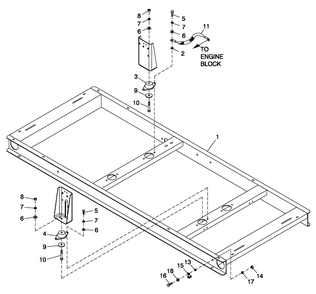 Mounting Base Diagram and Parts List for 0052110 (4281087 - 4303052)(2005) Generac Generator