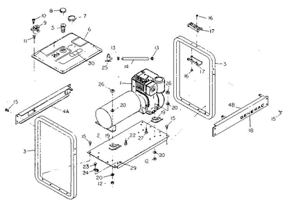 Mounting Base Diagram and Parts List for 8911-1  Generac Generator