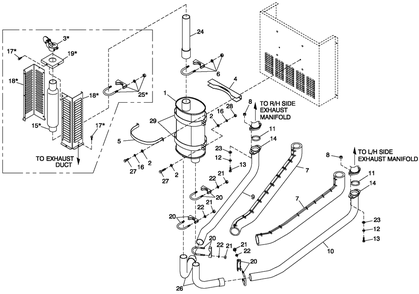 Muffler Exhaust Cpl 50kw Diagram and Parts List for CT06030ANSN (0508V27088)(2008) Generac Generator