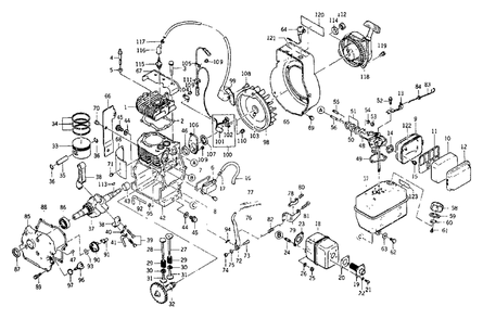 4-Cycle Engine Kawasaki Model Nbr. Fa-210 Diagram and Parts List for S2600 (8840-0)(8840-0) Generac Generator