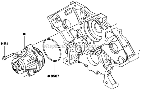 Gas Engine Water Pump Diagram and Parts List for LT05554GVSNA (GXB00827 - )(2010) Generac Generator