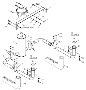 Muffler Diagram and Parts List for 0049881 (3997157 - 4169664)(2005) Generac Generator