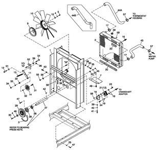C2 Cooling System And Fan Drive Diagram and Parts List for 0056090 (5246790)(2008) Generac Generator