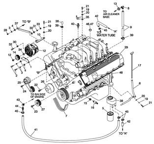 Engine Common Parts L/H Side Emissions Diagram and Parts List for QT10068AVAYA (6210339)(2010) Generac Generator