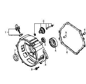 Crankcase cover Diagram and Parts List for GP6500-5940-1  Generac Generator