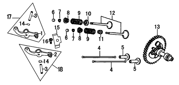 Rocker And Camshaft Diagram and Parts List for G0066740 (8991101A - 9449953A)(2016) Generac Generator