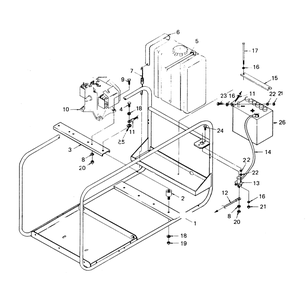 Mounting Base Diagram and Parts List for 8364-0  Generac Welder