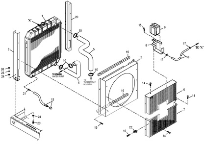 Radiator Diagram and Parts List for 0051060 (0505V01166)(2005) Generac Generator