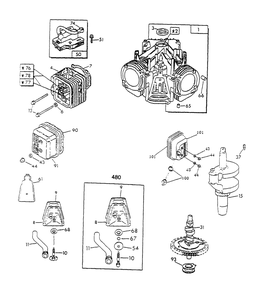 Gn-480 And Gn-570 Engine (Part 1) Diagram and Parts List for 0443-1  Generac Generator