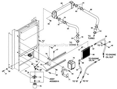 C2 Cooling Sytem And Fan Drive (2) Diagram and Parts List for ST06024GVSN (5265808)(2009) Generac Generator