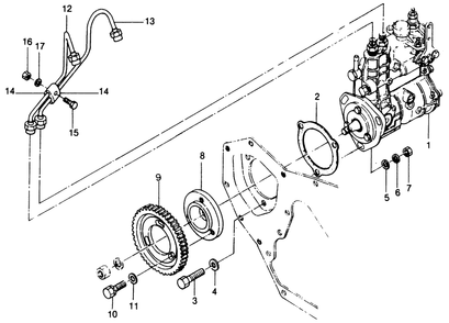 Fuel Injection Pump Drive Components Diagram and Parts List for 1010-A  Generac Welder