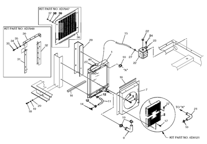 4.3l Radiator Diagram and Parts List for 0049142 (3804527 - 3808841)(2003) Generac Generator