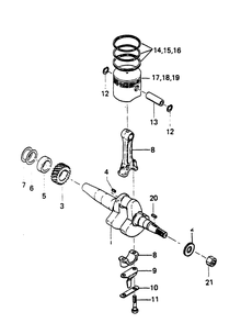 Crankshaft And Piston Diagram and Parts List for 6754-0  Generac Generator