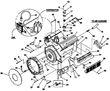 Ev Engine Parts Guard/Emis Diagram and Parts List for 0047490 (3650293 - 3651545)(2002) Generac Generator