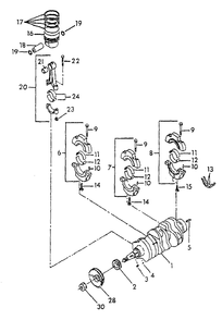 Crankshaft, Piston And Flywheel Diagram and Parts List for 9344-2  Generac Generator