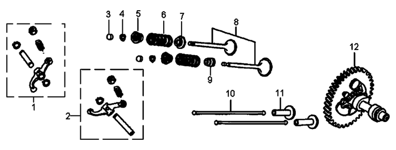 Rocker And Camshaft Diagram and Parts List for 0065150 (8305070A - 8328842A)(2013) Generac Generator