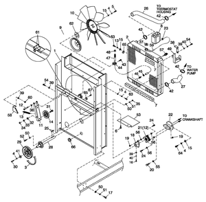 C5 Cooling System Fan Drive Diagram and Parts List for QT15068AVNYA (5825782)(2010) Generac Generator