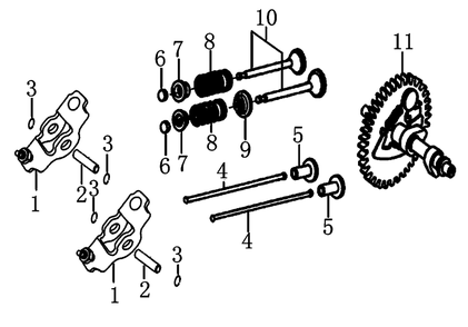 Rocker And Camshaft Diagram and Parts List for 0065490 (9137065 - 9924595)(2015) Generac Generator