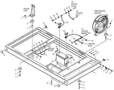 Mounting Base Diagram and Parts List for 0049882 (4060538 - 4163236)(2005) Generac Generator