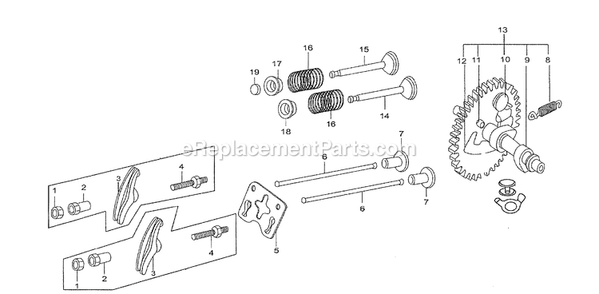 Camshaft And Valve Assy Diagram and Parts List for 005723R0 (5132447)(2016) Generac Generator