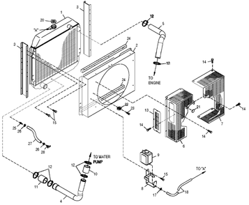 Radiator Diagram and Parts List for 0049480 (3770323 - 3776820)(2003) Generac Generator