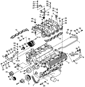 Engine Common Parts L/H Side 4.6l G3 Qt Diagram and Parts List for BT08046ANSN (4306V20488)(2006) Generac Generator