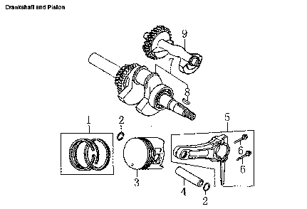 Crankshaft & piston Diagram and Parts List for 006673-0  Generac Generator